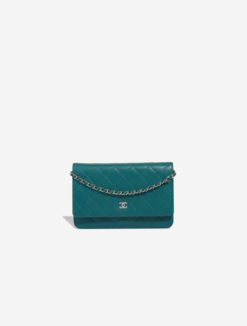 Chanel Timeless Wallet On Chain Lamb Petrol Blue Front | Sell your designer bag