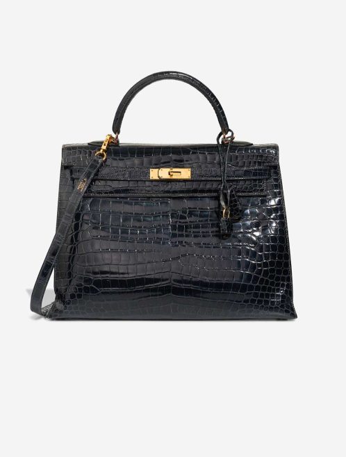 Hermès Kelly 35 Porosus Crocodile Bleu Marine Front | Sell your designer bag