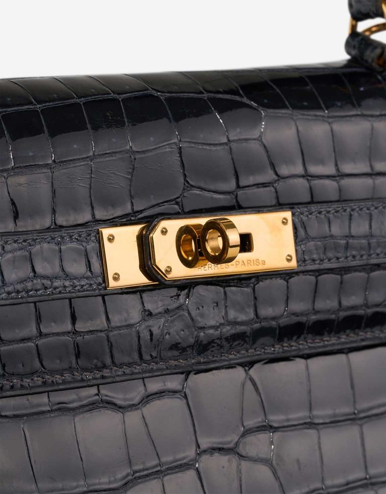 Hermès Kelly 35 Porosus Crocodile Bleu Marine Closing System | Sell your designer bag