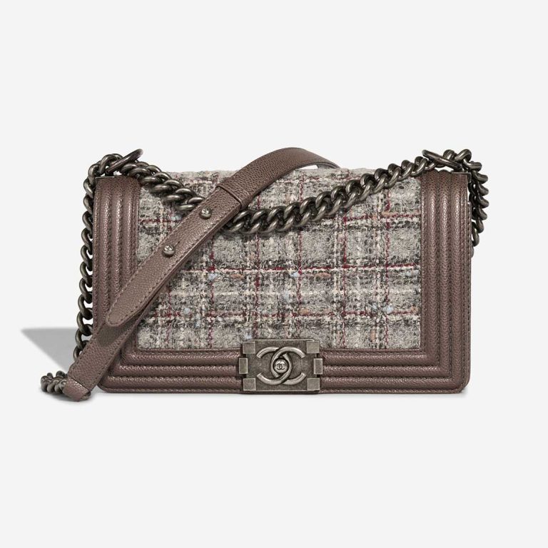 Chanel Boy Medium Tweed Brown Front | Sell your designer bag