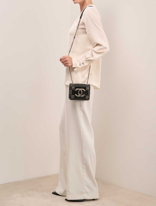 Chanel Boy Lego Brick Lamb / PVC Black on Model | Sell your designer bag
