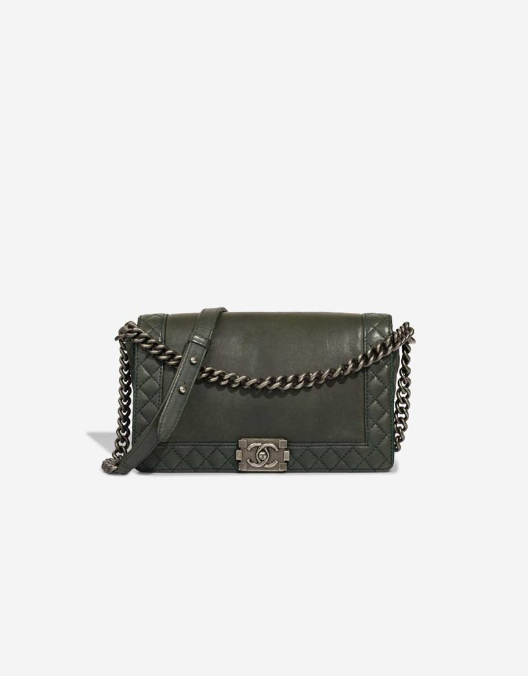 Chanel Boy Medium Lamb Green Front | Sell your designer bag