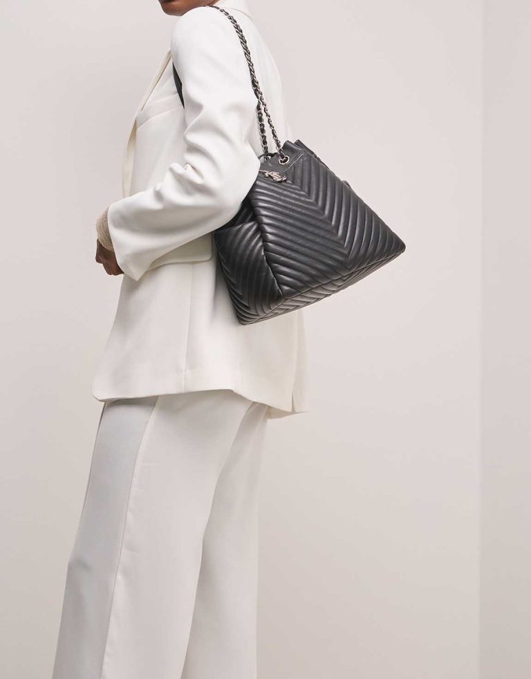 Chanel Bucket Bag Calf Black on Model | Sell your designer bag