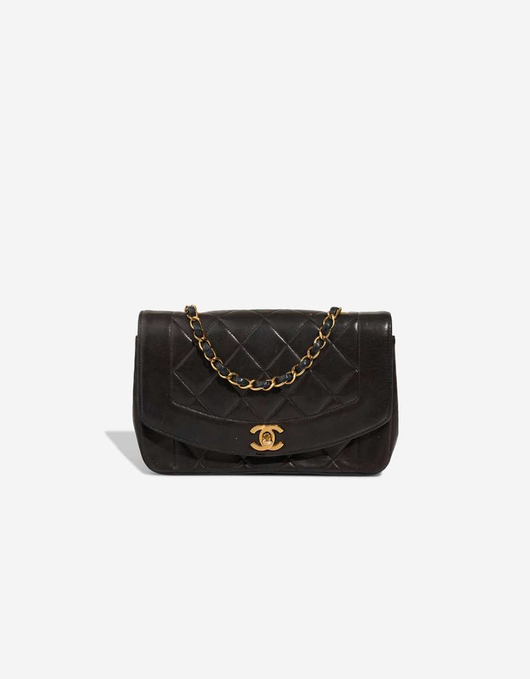 Chanel Diana Medium Lamb Dark Brown Front | Sell your designer bag