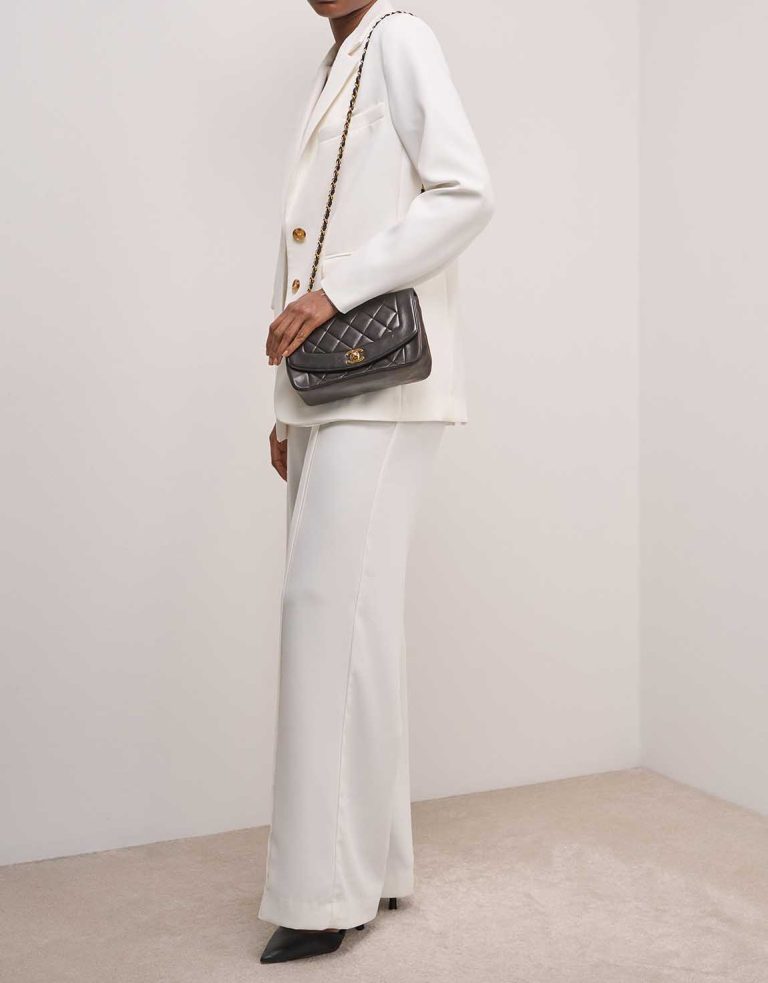Chanel Diana Medium Lamb Dark Brown Front | Sell your designer bag