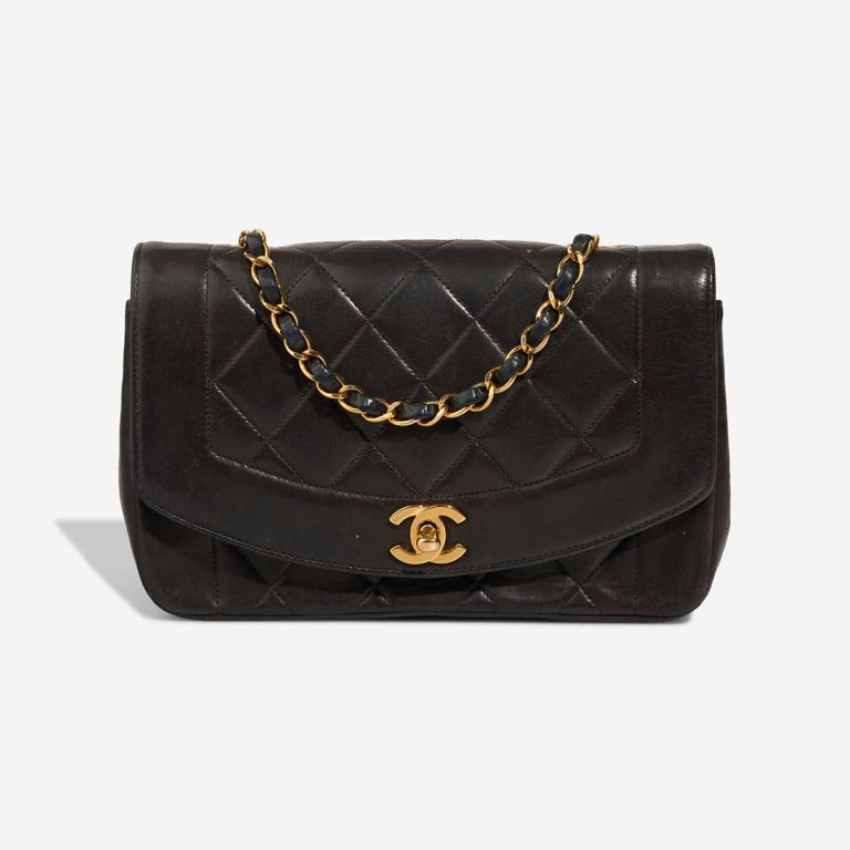 Chanel Diana Medium Lamb Dark Brown Front | Sell your designer bag