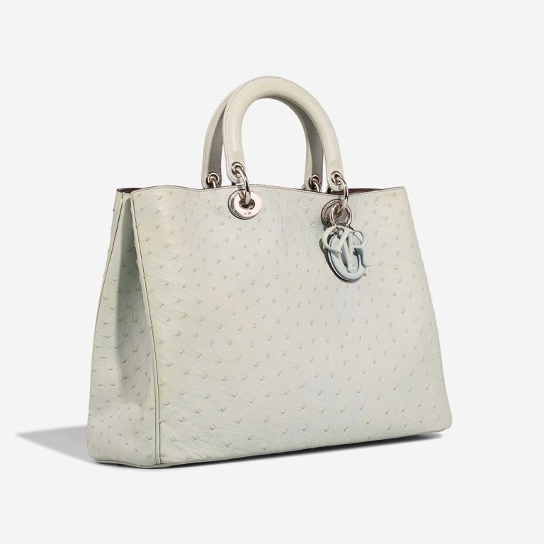 Dior Diorissimo Large Ostrich Grey Blue | Sell your designer bag