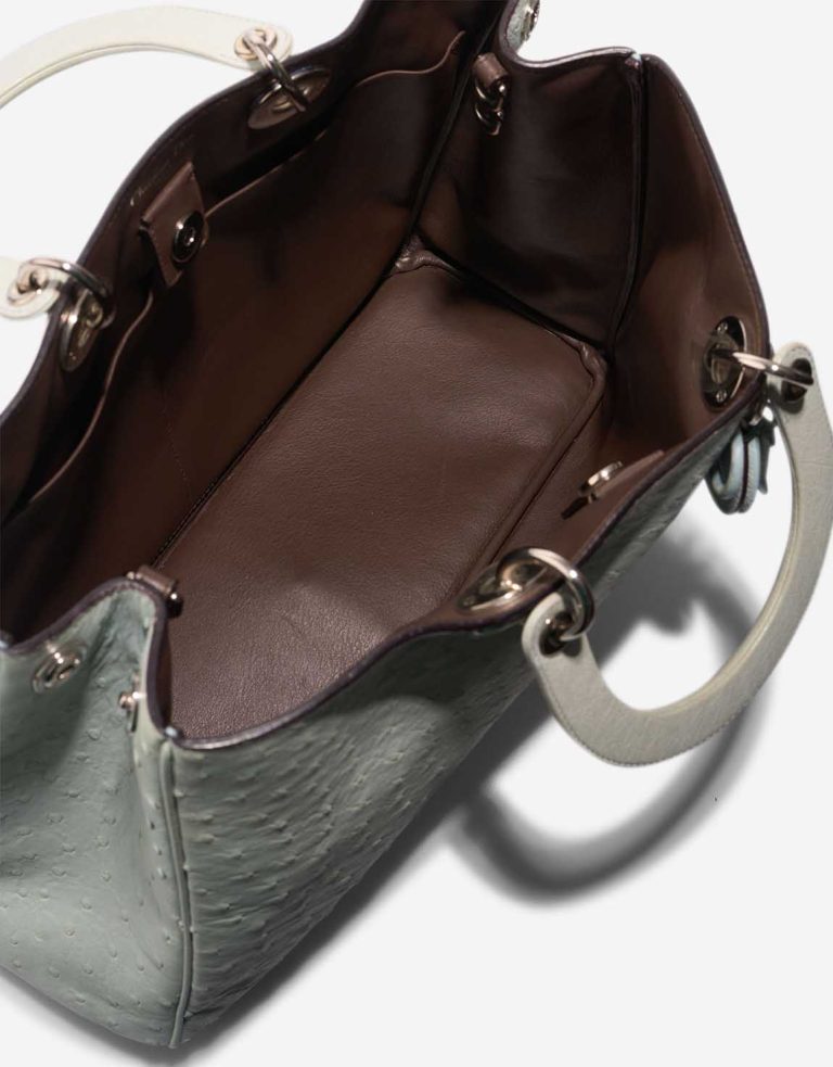 Dior Diorissimo Large Ostrich Grey Blue Inside | Sell your designer bag