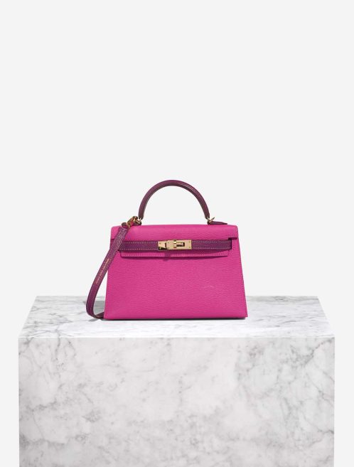 Hermès Kelly HSS Mini Chèvre Mysore Magnolia / Ultraviolet Front | Sell your designer bag