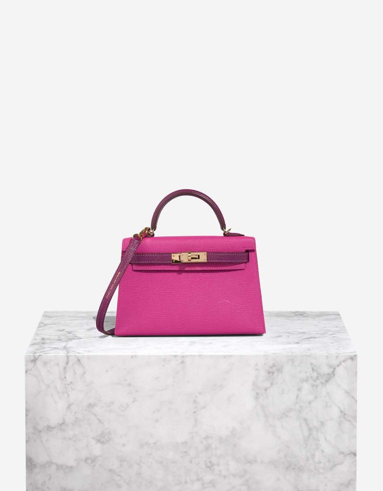 Hermès Kelly HSS Mini Chèvre Mysore Magnolia / Ultraviolet Front | Sell your designer bag