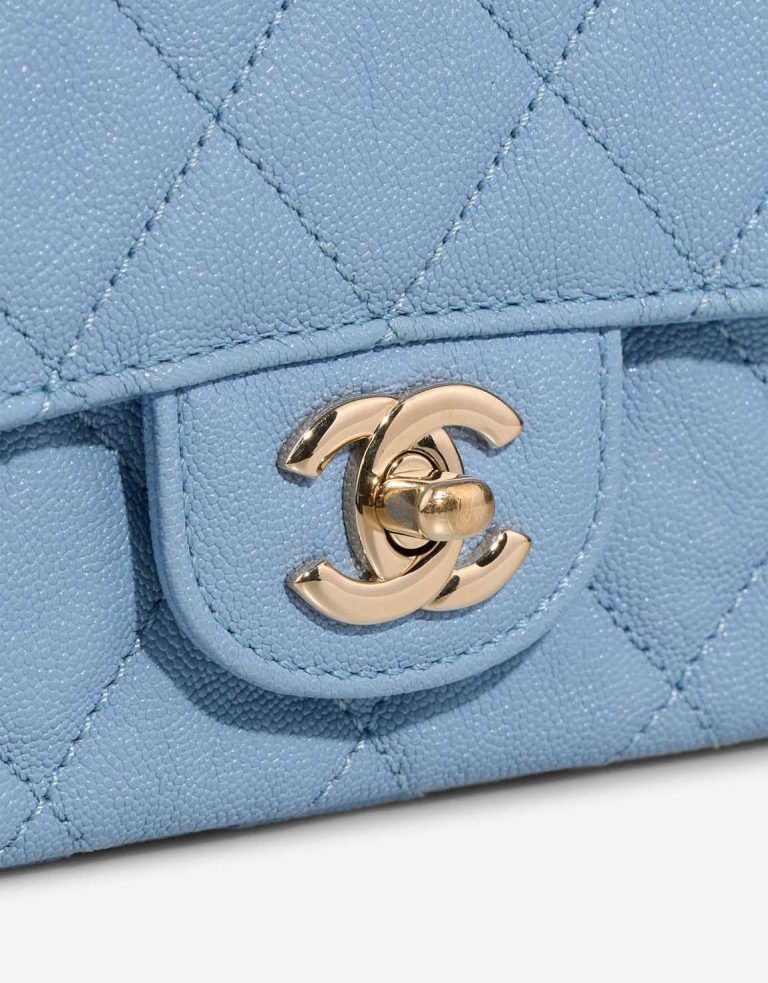 Chanel Timeless Single Flap Small Caviar / Lamb Blue / Beige Closing System | Sell your designer bag