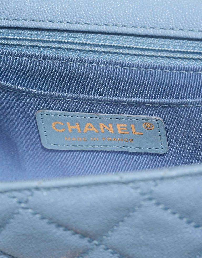 Chanel Timeless Single Flap Small Caviar / Lamb Blue / Beige Logo | Sell your designer bag