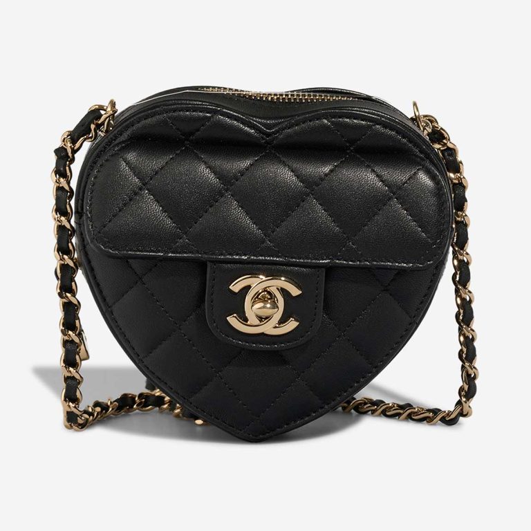 Chanel Timeless Heart Small Lamb Black Front | Sell your designer bag