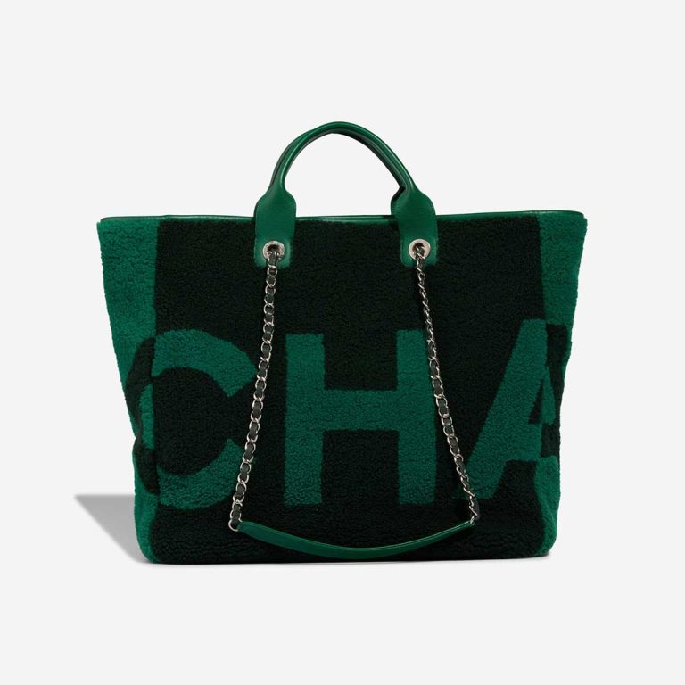 Chanel Deauville Large Shearling / Calf Green / Black Front | Sell your designer bag