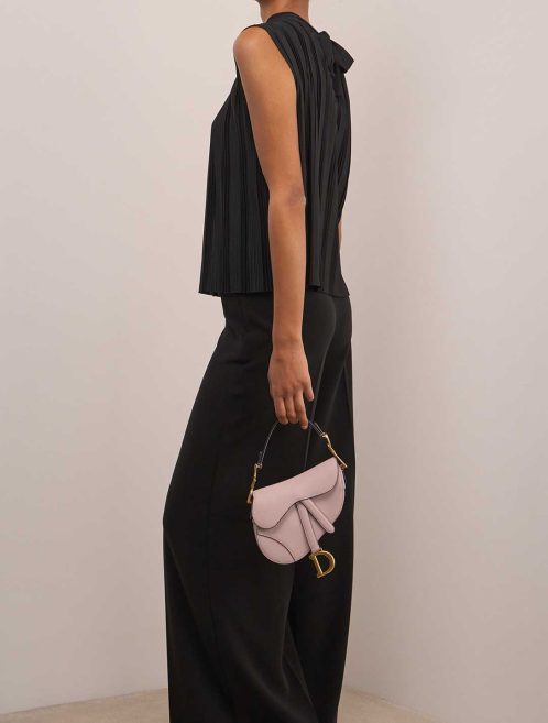 Dior Saddle Mini Calf Light Lilac on Model | Sell your designer bag