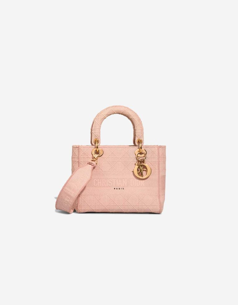 Dior Lady D-Lite Medium Canvas Pink Front | Sell your designer bag