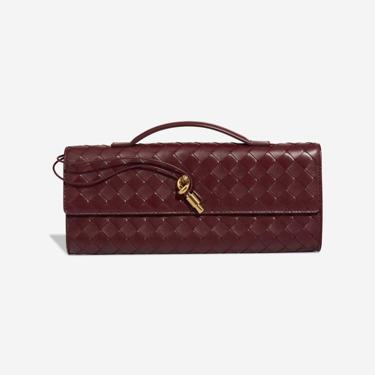 Bottega Veneta Andiamo Clutch Lamb Burgundy Front | Sell your designer bag