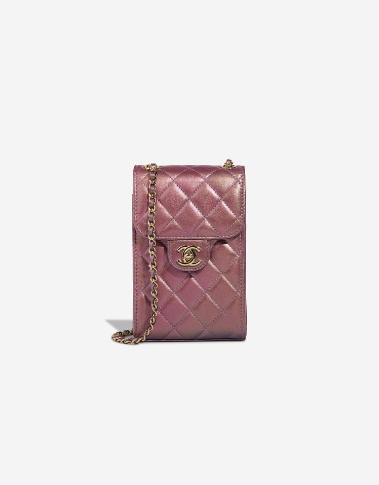 Chanel Timeless Phone Holder Lamb Metallic Rose Gold Front | Sell your designer bag