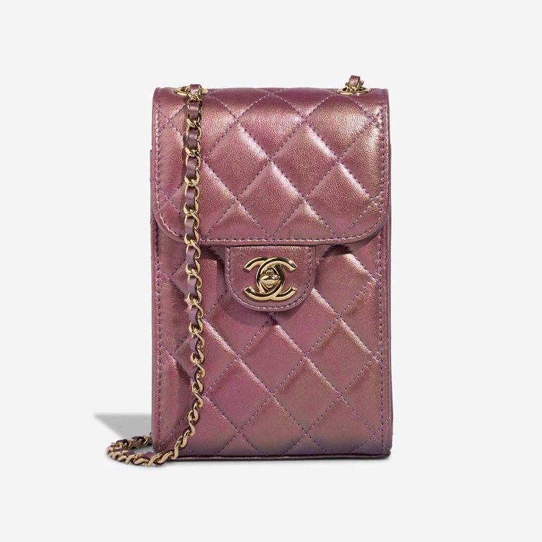 Chanel Timeless Phone Holder Lamb Metallic Rose Gold Front | Sell your designer bag