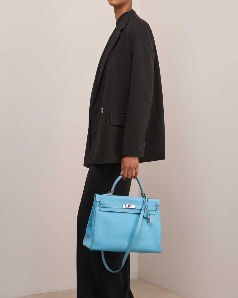 Hermès Kelly 35 Candy Collection Epsom Bleu Céleste / Mykonos Front | Sell your designer bag