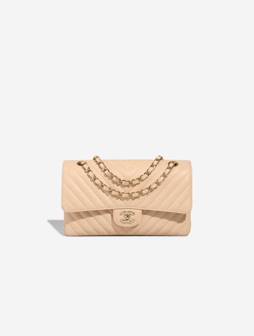 Chanel Timeless Chevron Medium Caviar Beige Front | Sell your designer bag