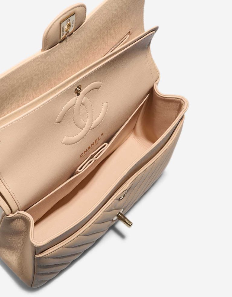 Chanel Timeless Chevron Medium Caviar Beige Inside | Sell your designer bag
