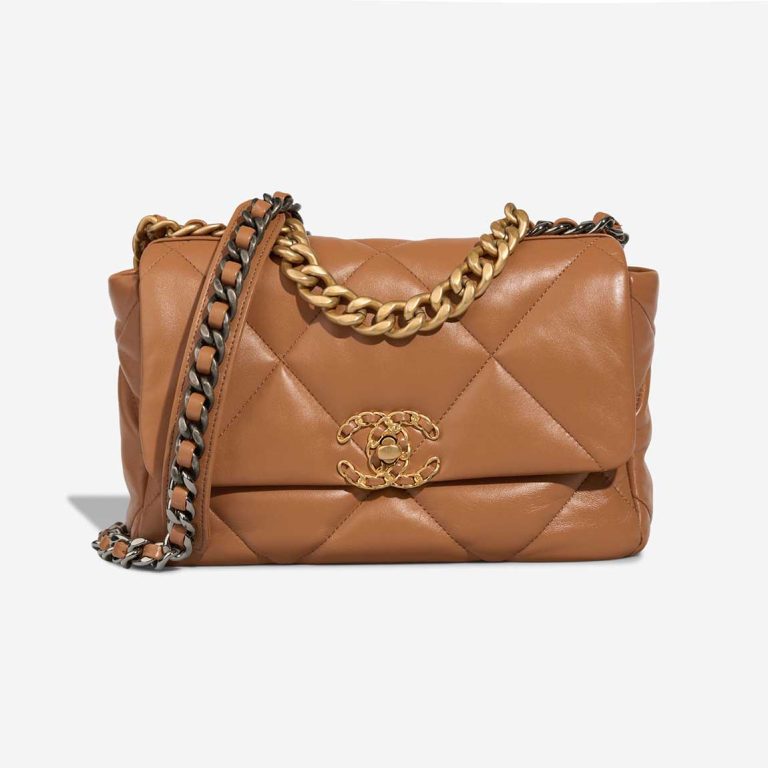 Chanel 19 Flap Bag Lamb Brown Front | Sell your designer bag