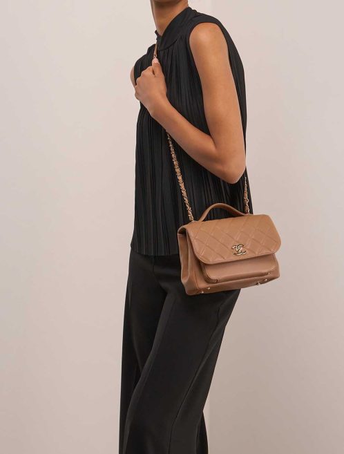 Chanel Business Affinity Small Caviar Beige on Model | Sell your designer bag