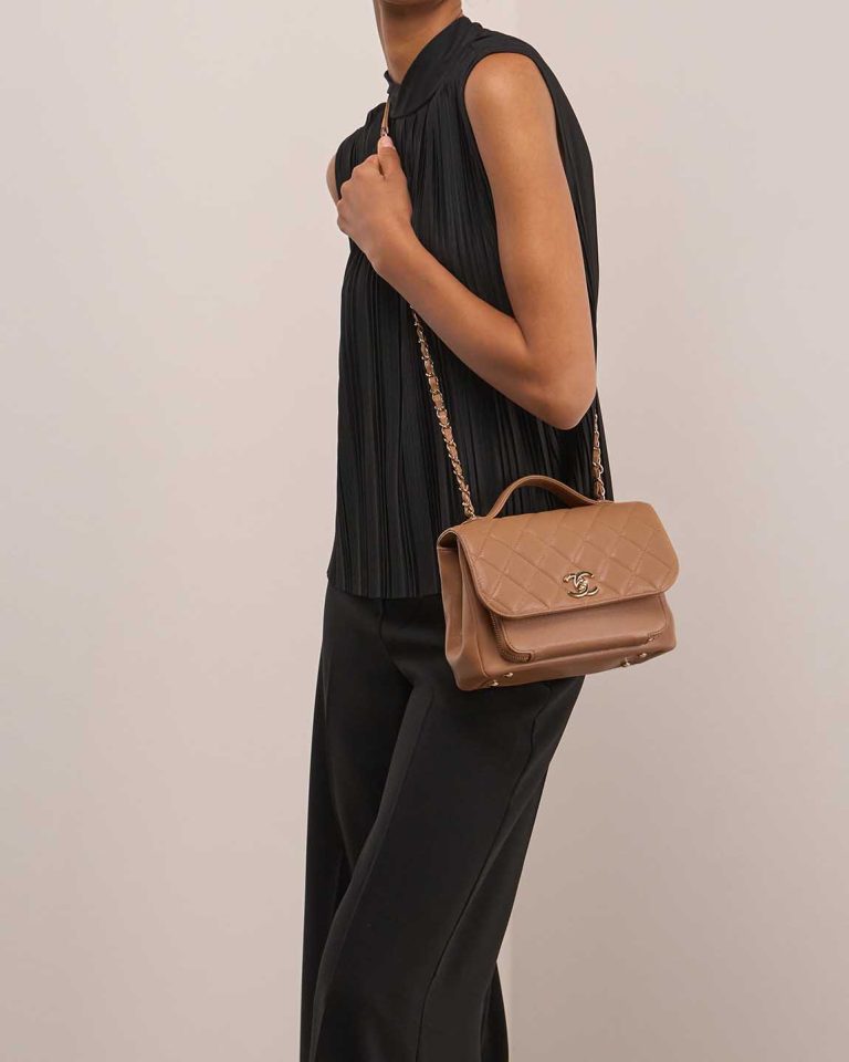 Chanel Business Affinity Small Caviar Beige on Model | Sell your designer bag