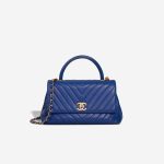 Chanel Timeless Handle Chevron Medium Caviar Deep Blue Front | Sell your designer bag
