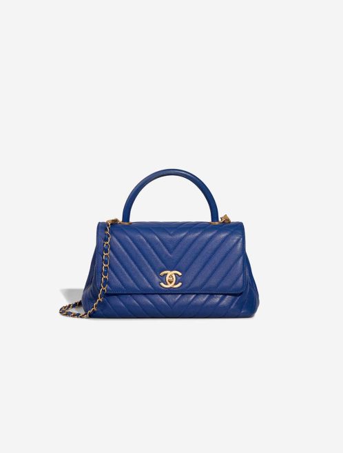 Chanel Timeless Handle Chevron Medium Caviar Deep Blue Front | Sell your designer bag