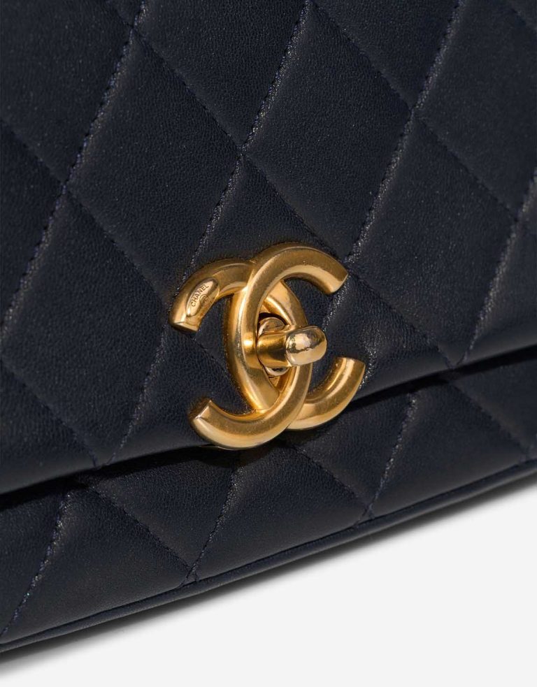 Chanel Chain Is More Flap Bag Small Lamb Dark Blue Closing System | Sell your designer bag