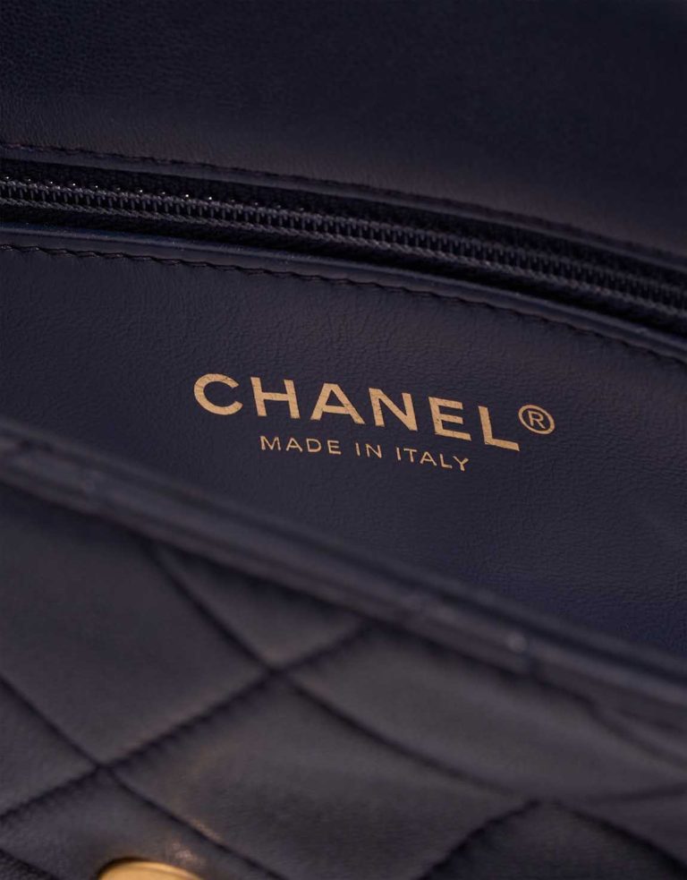 Chanel Chain Is More Flap Bag Small Lamb Dark Blue Logo | Sell your designer bag