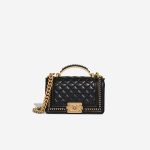 Chanel Boy Top Handle Small Lamb Black Front | Sell your designer bag