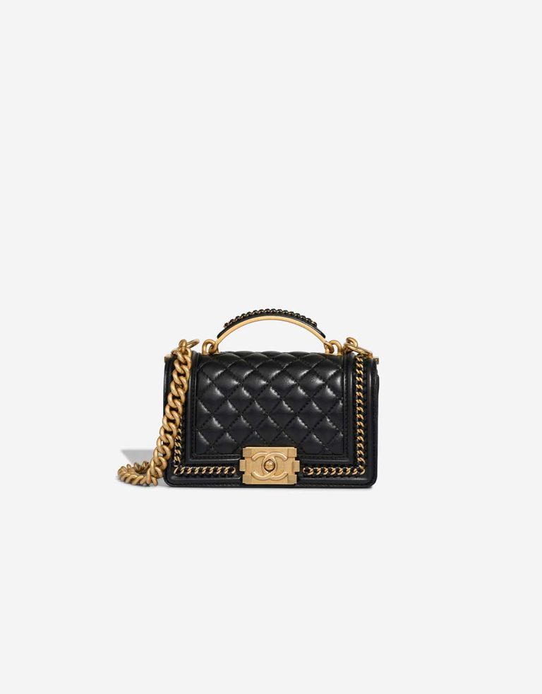 Chanel Boy Top Handle Small Lamb Black Front | Sell your designer bag