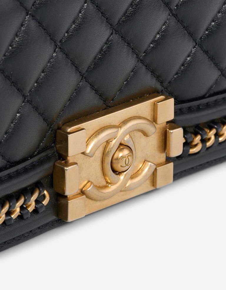 Chanel Boy Top Handle Small Lamb Black Closing System | Sell your designer bag