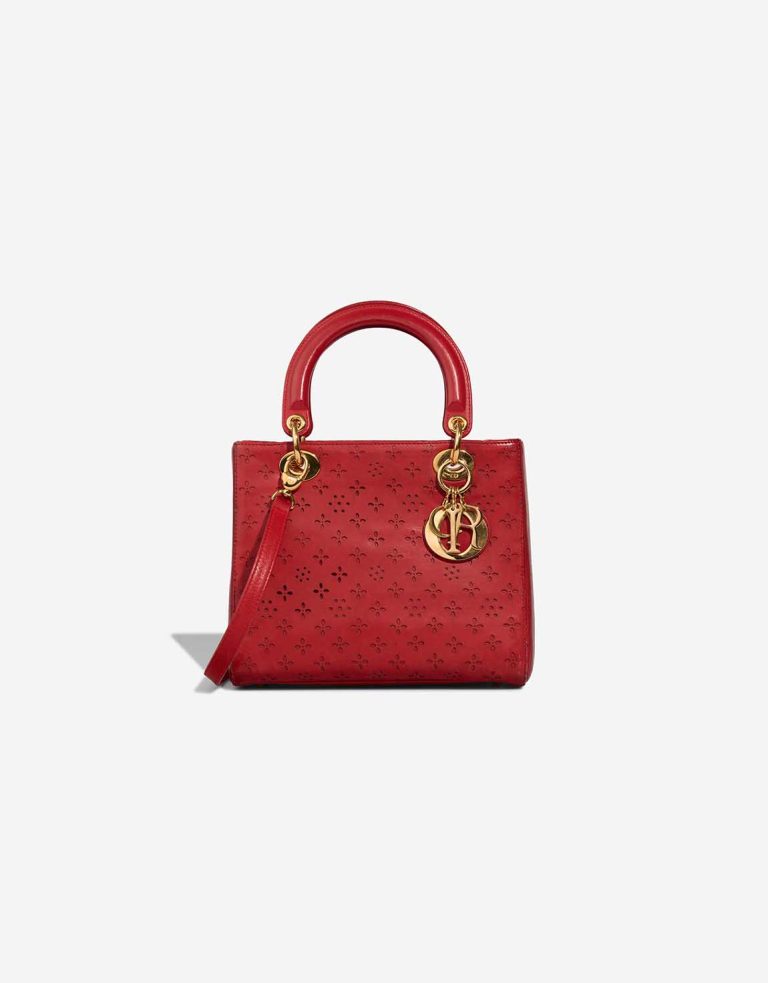 Dior Lady Medium Aged Calf Red Front | Sell your designer bag