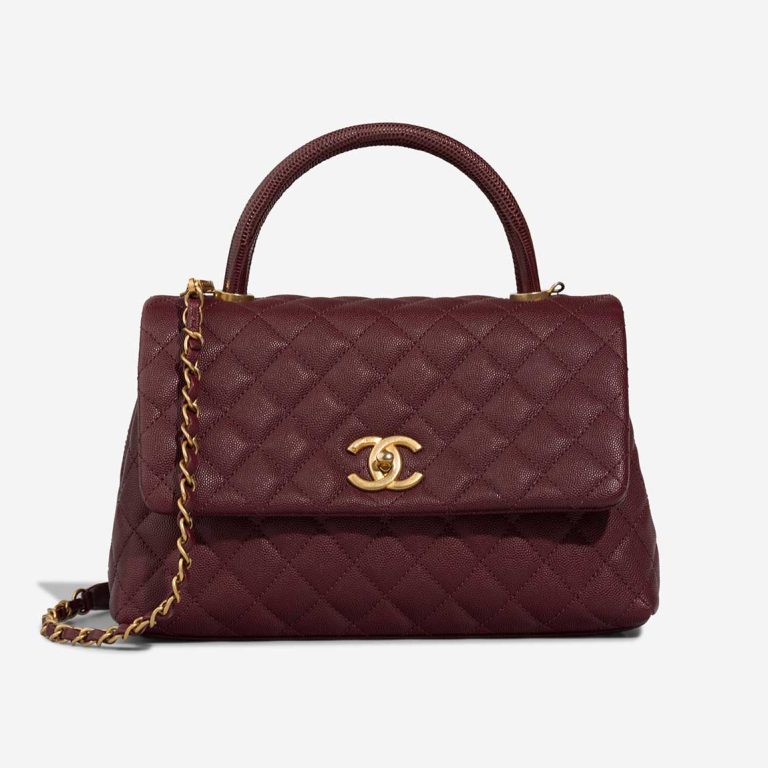 Chanel Timeless Handle Medium Caviar / Lizard Burgundy Front | Sell your designer bag