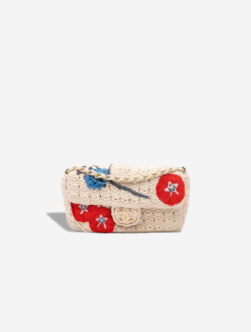 Chanel Timeless Crochet Camelia  Small Fabric Cream / Red / Blue Front | Sell your designer bag