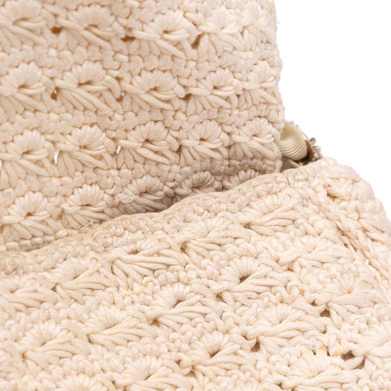 Chanel Timeless Crochet Camelia  Small Fabric Cream / Red / Blue Signs of wear | Sell your designer bag