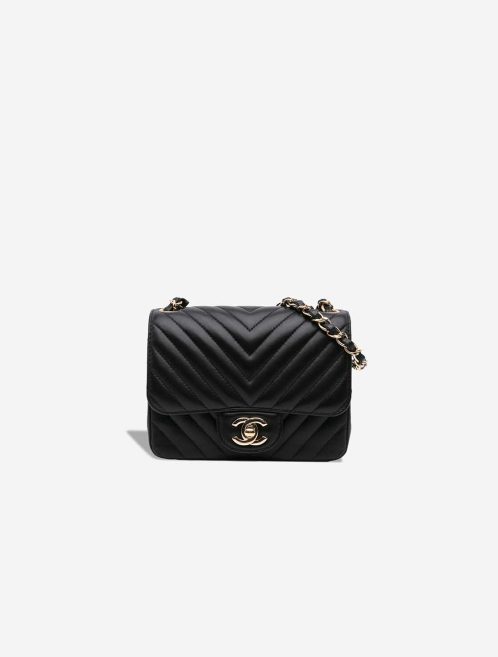 Chanel Timeless Chevron Mini Square Lamb Black Front | Sell your designer bag