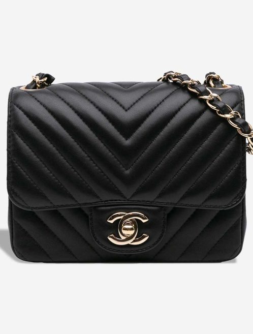 Chanel Timeless Chevron Mini Square Lamb Black Front | Sell your designer bag