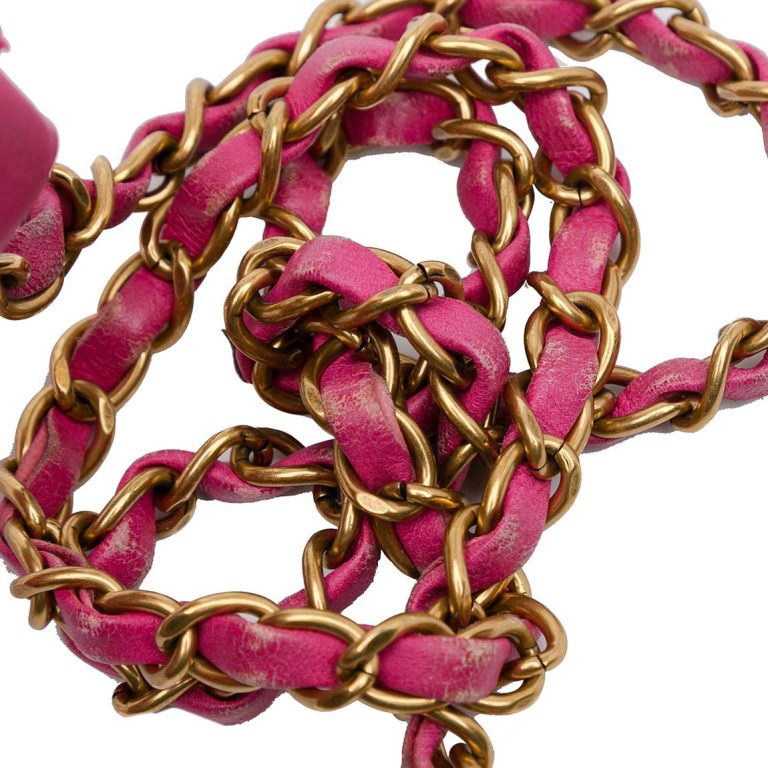 Chanel Timeless Chevron Mini Square Lamb Pink Signs of wear | Sell your designer bag