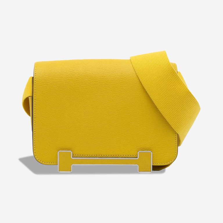 Hermès Geta Chèvre Mysore Jaune Citron Front | Sell your designer bag
