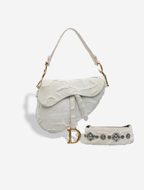 Dior Saddle Camouflage Medium Canvas White Front | Sell your designer bag