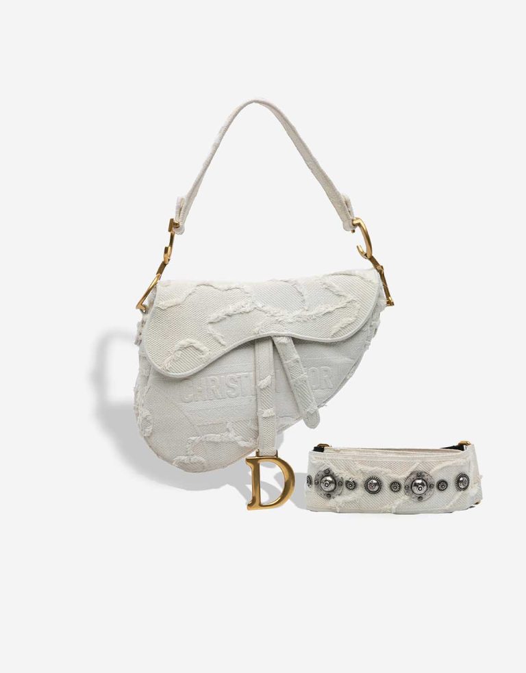 Dior Saddle Camouflage Medium Canvas White Front | Sell your designer bag