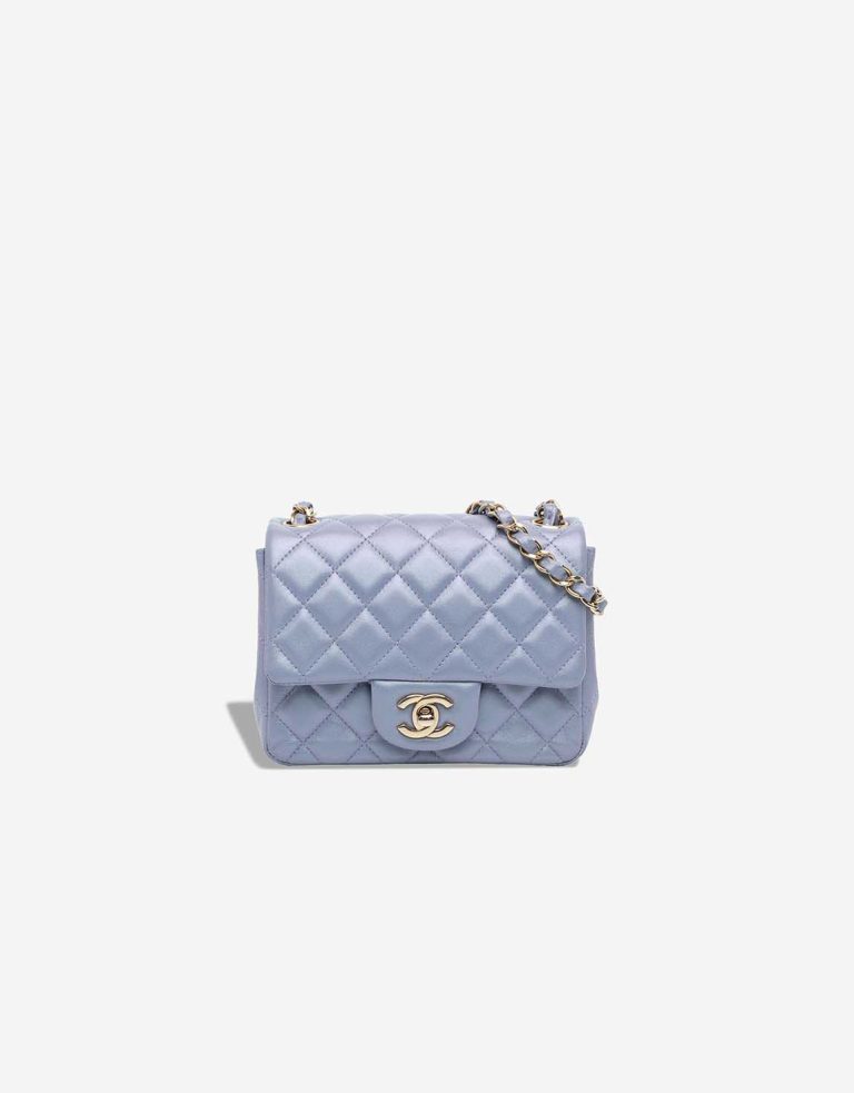 Chanel Timeless Mini Square Lamb Blue Front | Sell your designer bag