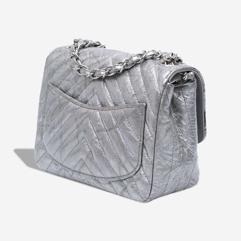 Chanel Timeless Chevron Mini Square Crumpled Patent Silver | Sell your designer bag