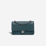 Chanel Timeless Chevron Medium Caviar Petrol Blue Front | Sell your designer bag