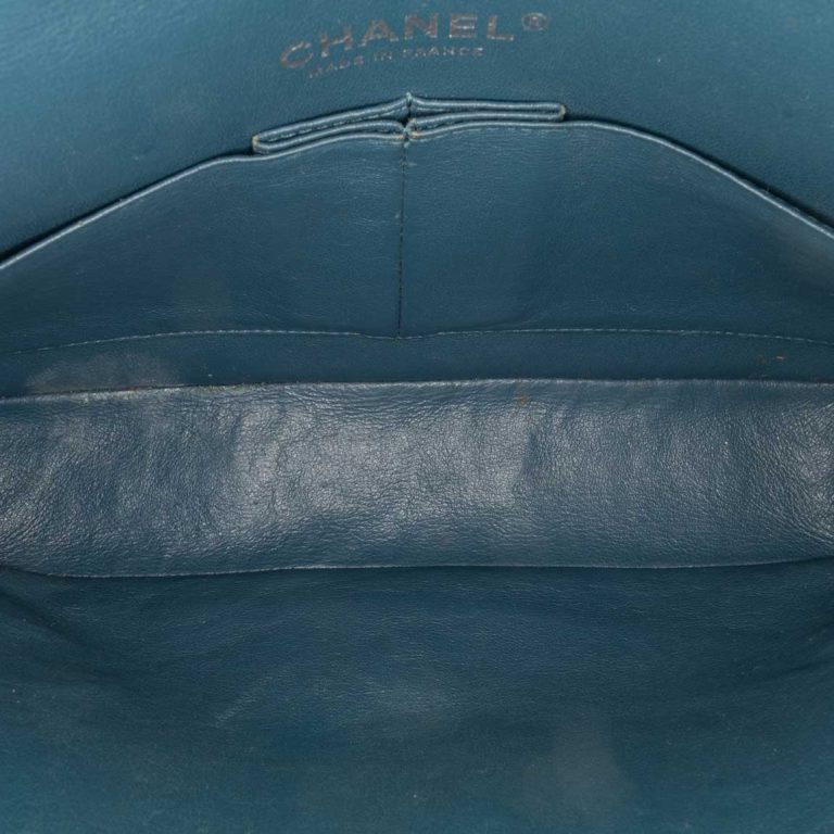 Chanel Timeless Chevron Medium Caviar Petrol Blue Inside | Sell your designer bag